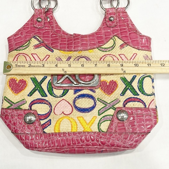 Vintage Rare XOXO Straw Tote Bag Y2K 90s Womens Shoulder Logo Hearts - Picture 9 of 11